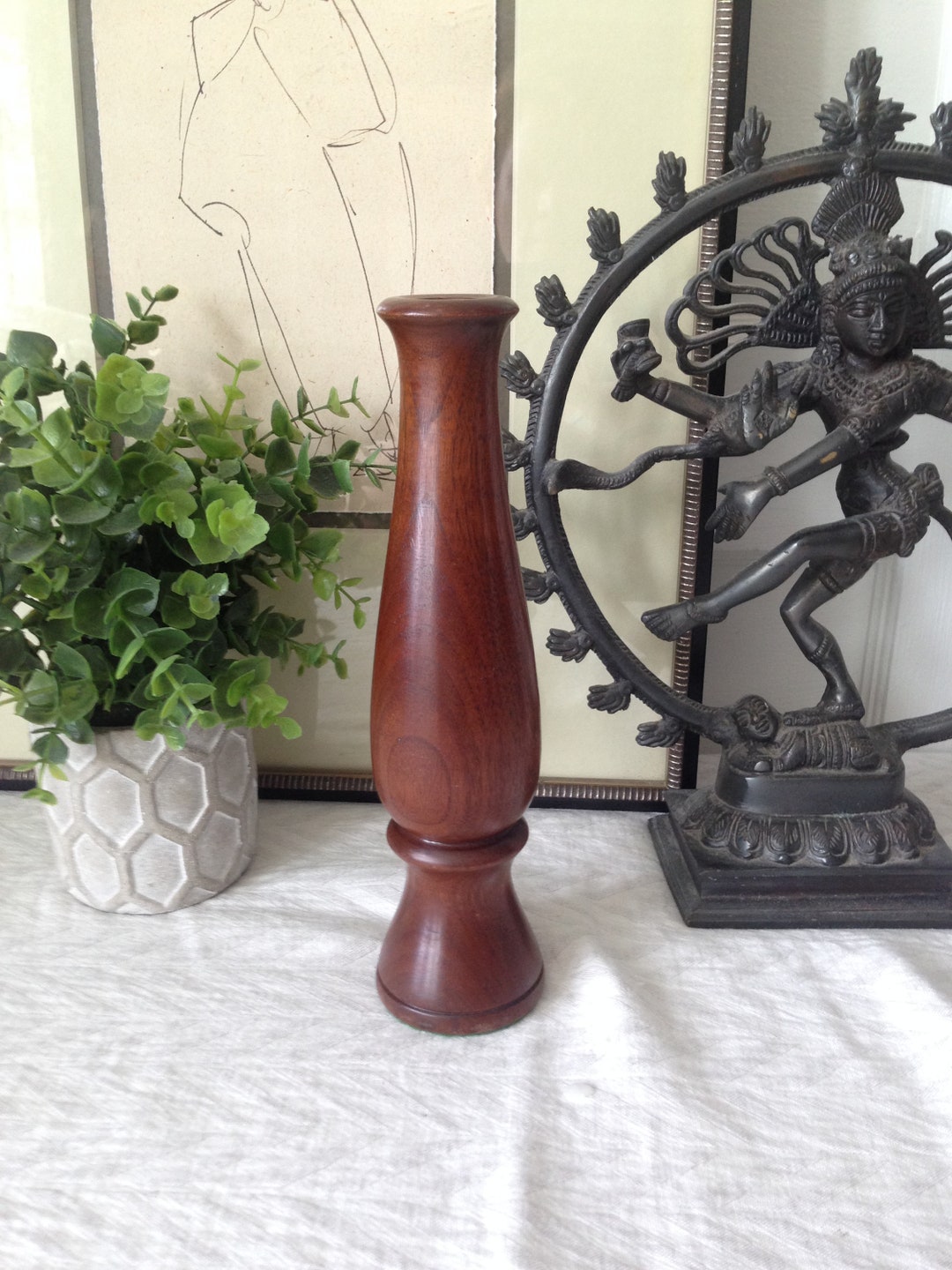 Teak Wood Candlestick - Vintage Danish Mid Century Modern Decor - Etsy
