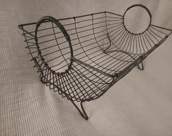 Vintage wire basket large with legs  20" /14" /9"