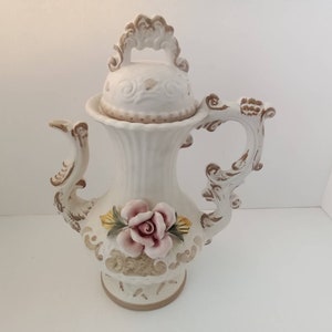 vintage capodimonte flower teapot 1960s