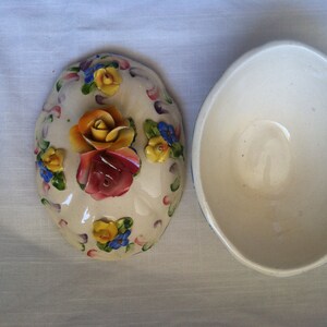 Vintage Italian Floral Ceramic trinket hand painted image 6