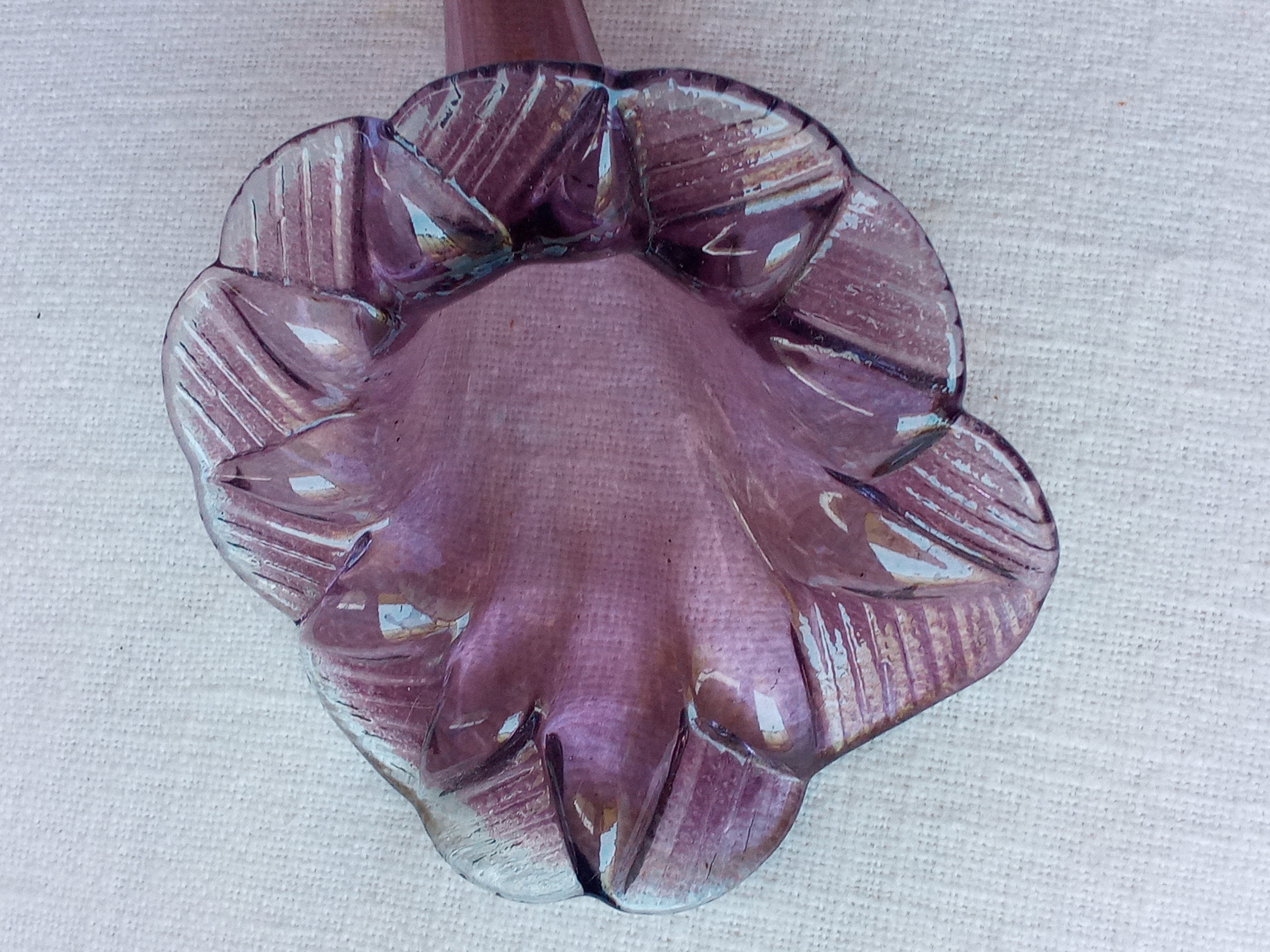 Vintage Purple Blown Glass Flower Shape Plant Vase That Can Hold a