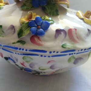 Vintage Italian Floral Ceramic trinket hand painted image 3