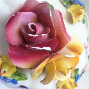 Vintage Italian Floral Ceramic trinket hand painted image 5