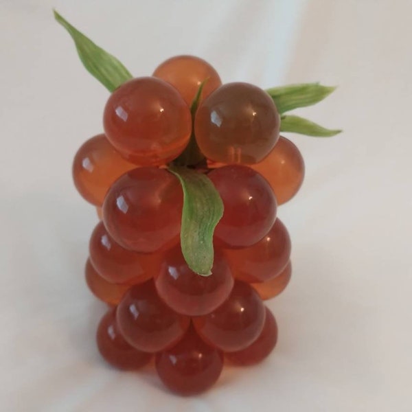 Vintage Mid Century Acrylic grape cluster orange rust large