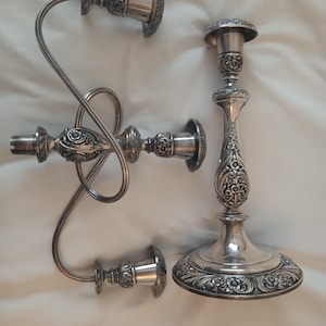 Vintage 1847 Rogers Heritage  Silver plated Candelabra holds 3 candles tall
