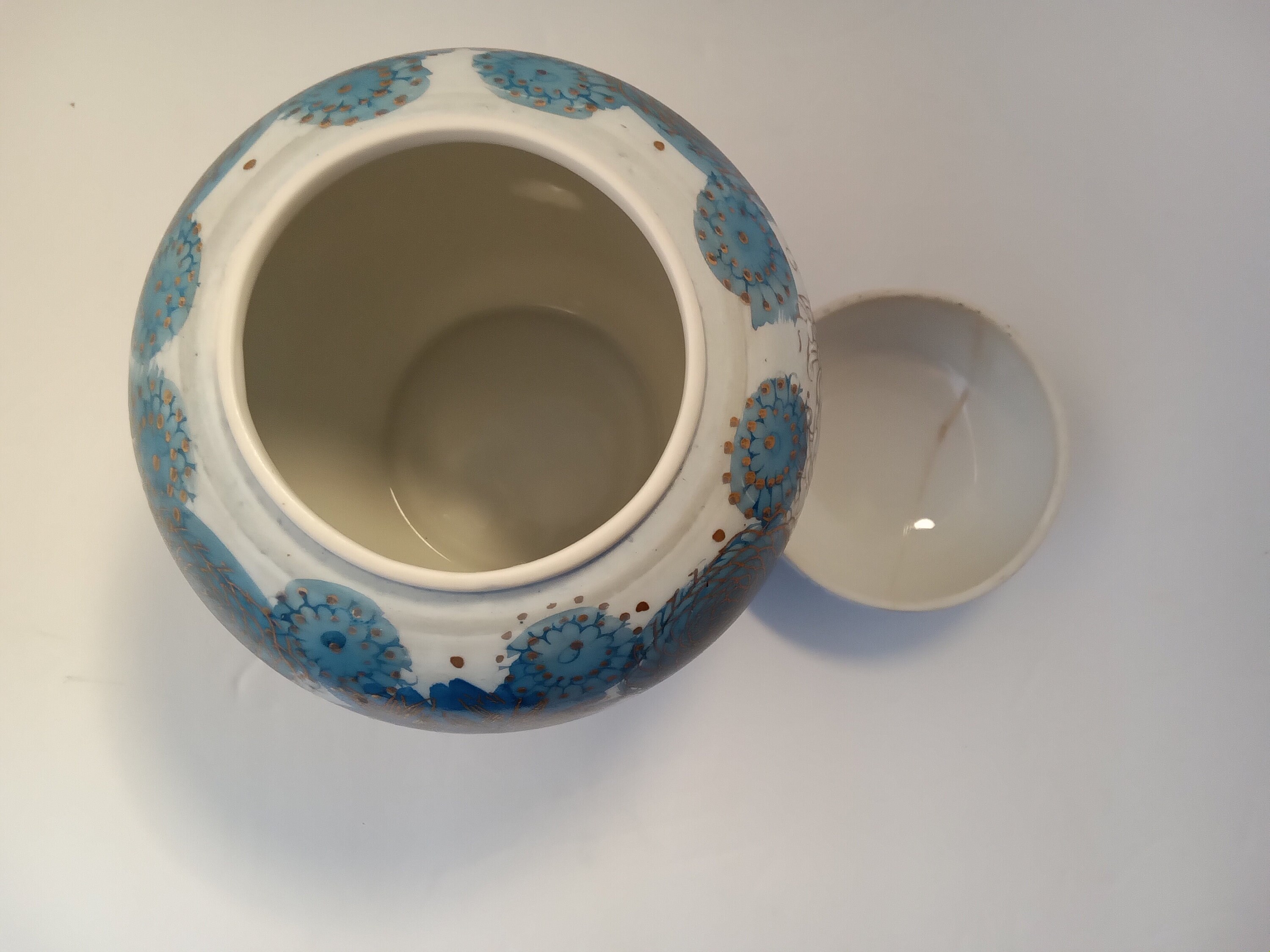 Vintage Genuine Kutani Ginger Jar Made in Japan Blue White Gold Etsy