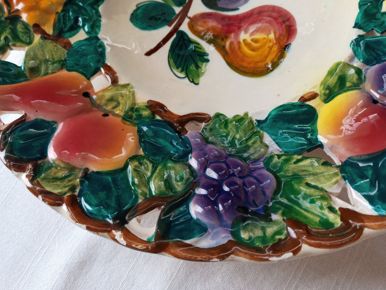 Vintage Italy hand painted pear plate fruit 11 Etsy