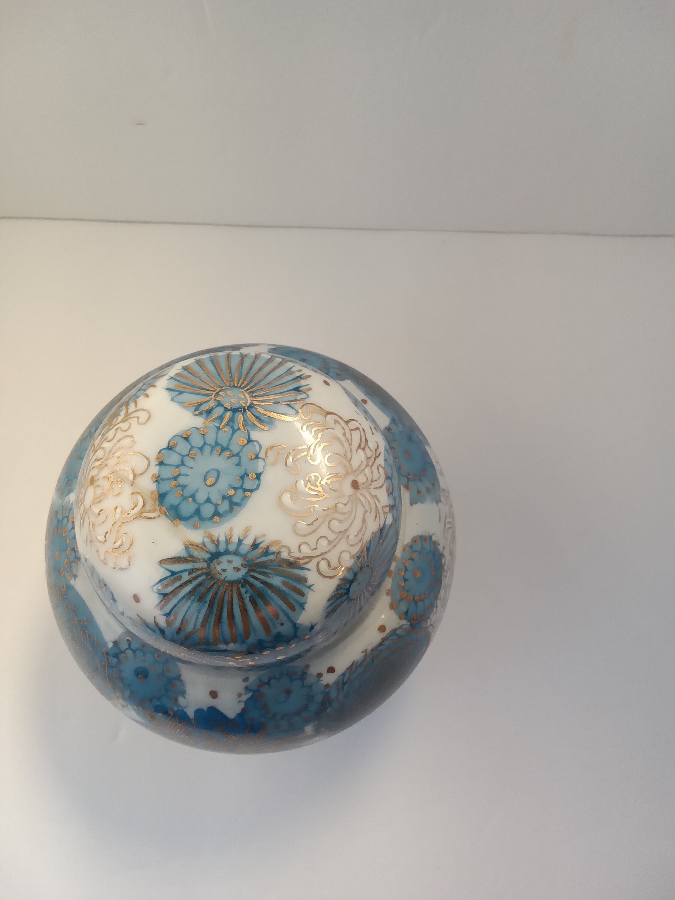 Vintage Genuine Kutani Ginger Jar Made in Japan Blue White Gold Etsy