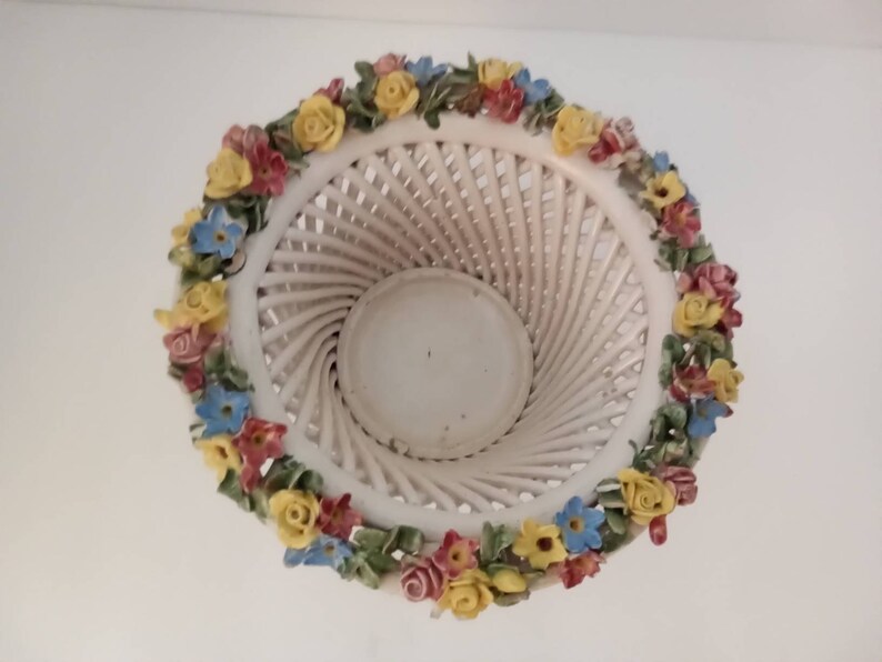 Vintage Made in Italy Basket Weave Italian Flowers Lattice Etsy