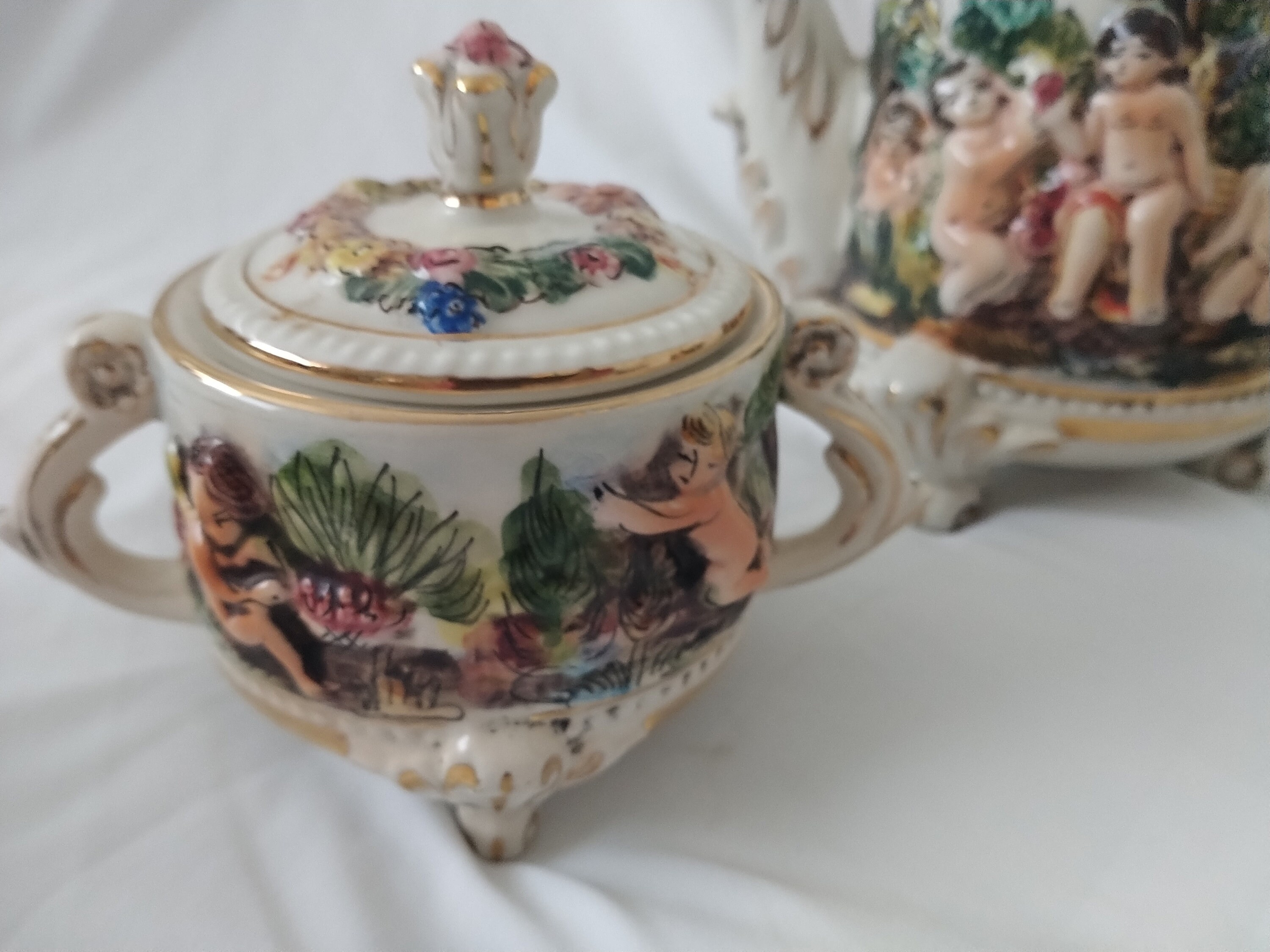 Vintage Italian Tea Set R. Capodimonte 3904 Hyciulli Serving 6