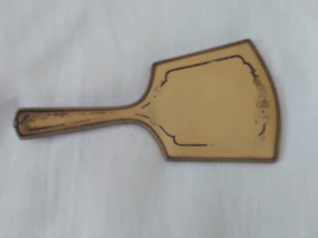 Antique Yellow Hand Held Mirror With Flowers Etsy