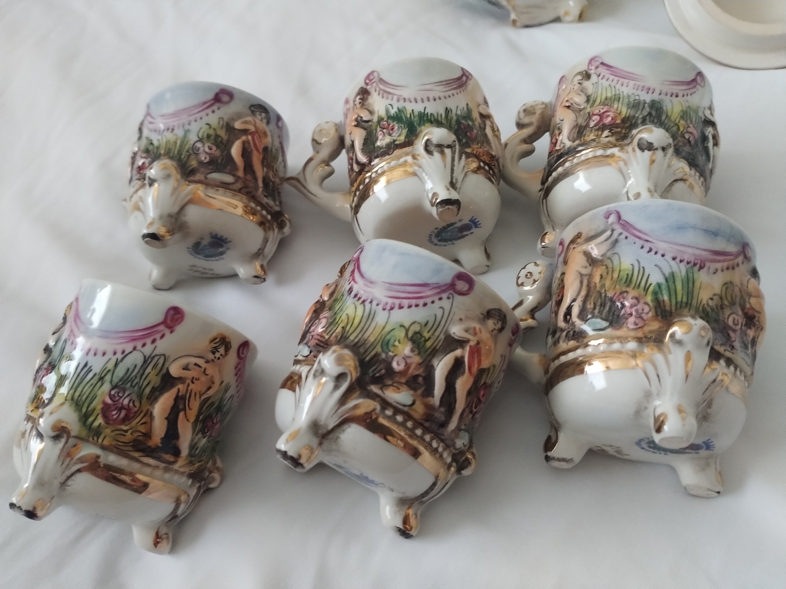 R，CAPODIMONTE  ITALY ポット TEA SET * Capodimonte MAS (italy) Cherub & Dragon Demitasse