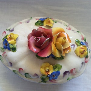 Vintage Italian Floral Ceramic trinket hand painted image 4