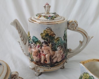 Vintage Italian Tea Set R. Capodimonte 3904 Hyciulli Serving 6