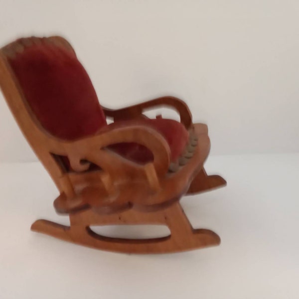 Vintage Rocking Chair Pin Cushion red and wood