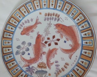 Vintage asian gold fish plate