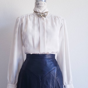 Vintage jaren '80 Josephine crème met metallic zilveren strepen blouse
