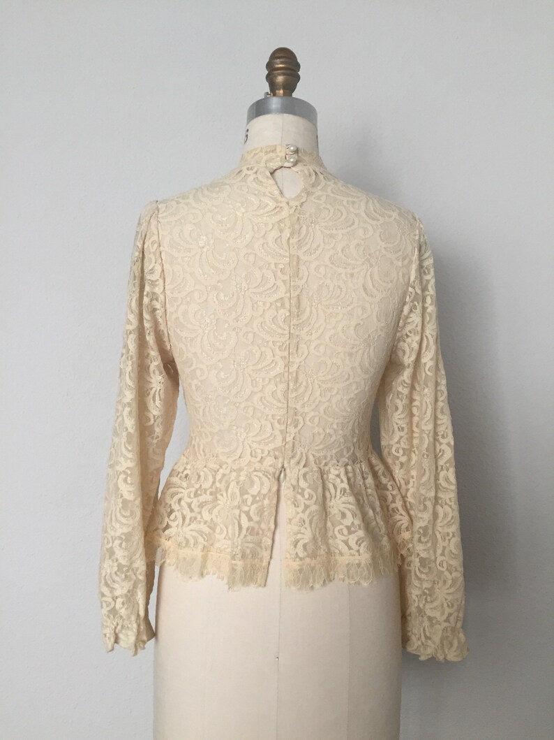 Vintage 80s/90s Cream Lace Peplum Blouse Etsy