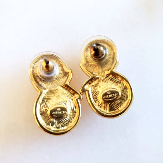 Vintage Givenchy Gold Tone Faux Pearl Earrings - image 5