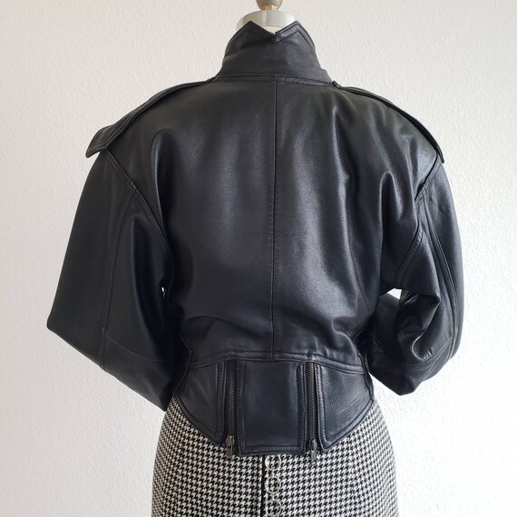 Vintage 80s LA Roxx Black Motorcycle Jacket - image 6