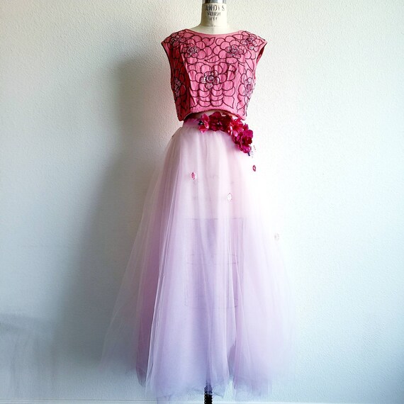 Vintage 50s/60s Pink Beaded Cropped Bodice