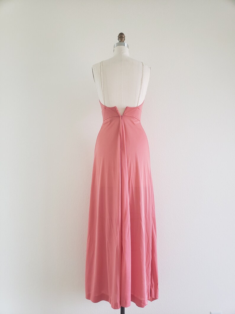 Vintage 70s Peachy Pink Maxi Dress by Infinity