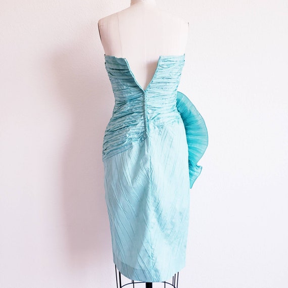 Vintage 80s BB Collections Teal Cocktail Dress - image 5