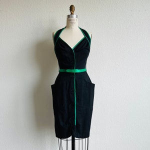 Vintage 80s/90s Climax Karen Okada David Howard Black and Green Dress