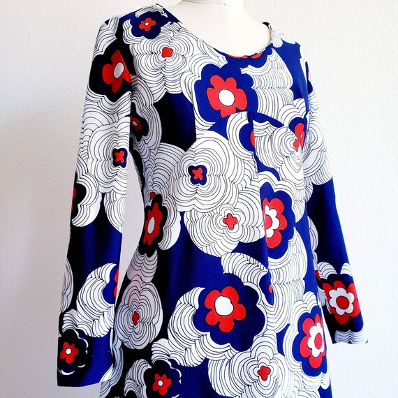 Vintage 70s Reiner of Chicago Red White Blue Flor… - image 3