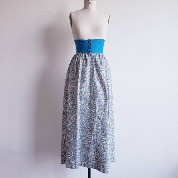 Vintage 60s/70s Corset Waist Floral Maxi Skirt