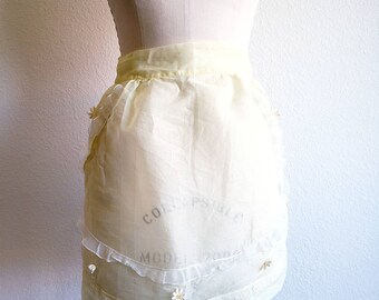 Vintage Sheer Yellow Half Apron