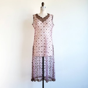 Vintage Indo-Western Dusty Pink Sheer Net Embroidered Tunic Kurta Kurti