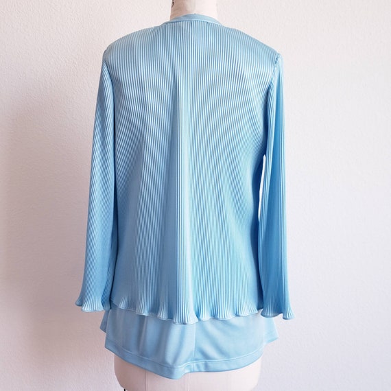 Vintage 70s Light Blue 2pc Tunic Claralura Top - image 4