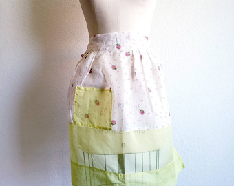 Vintage Yellow And White Strawberry Hostess Apron