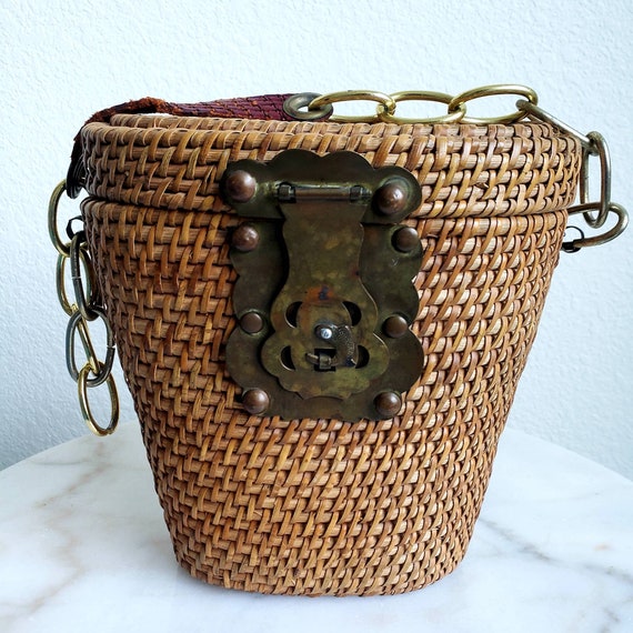 Vintage 50s 60s Wicker Bag Purse