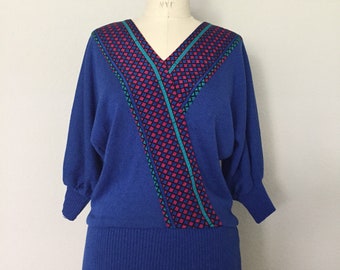 Vintage 80s/90s Blue V-Neck Sweater