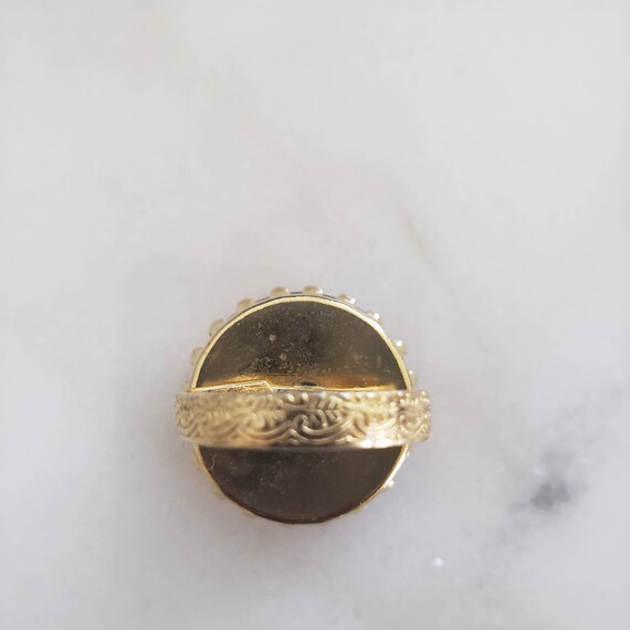 Vintage Clear Amber Gold Tone Statement Ring Gem