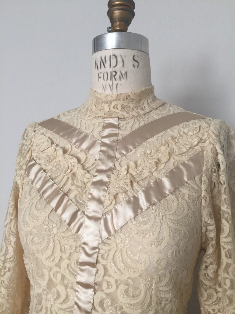 Vintage 80s/90s Cream Lace Peplum Blouse Etsy