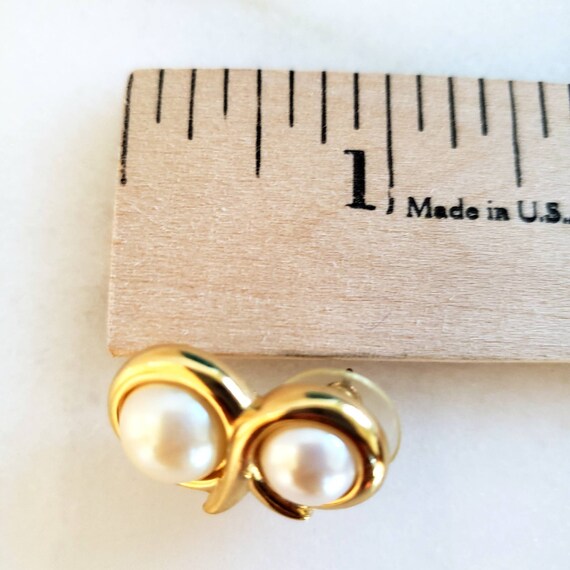 Vintage Givenchy Gold Tone Faux Pearl Earrings - image 6