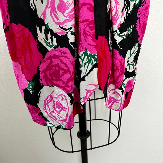 Vintage 80s Flora Kung Silk Rose Skirt - image 4