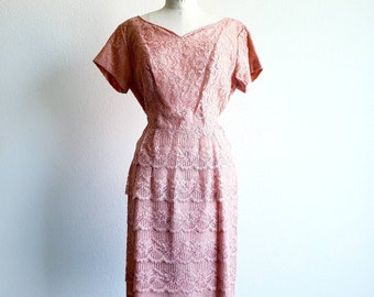 Vintage 50s/60s Pink Lace Dress