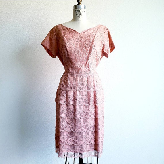 Vintage 50s/60s Pink Lace Dress