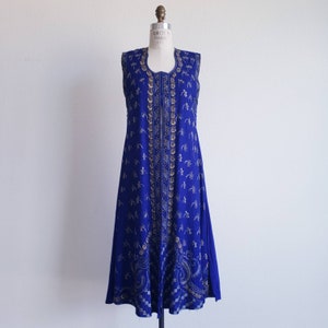 Vintage 00s Purple Embroidered Kurta Koti Long Vest