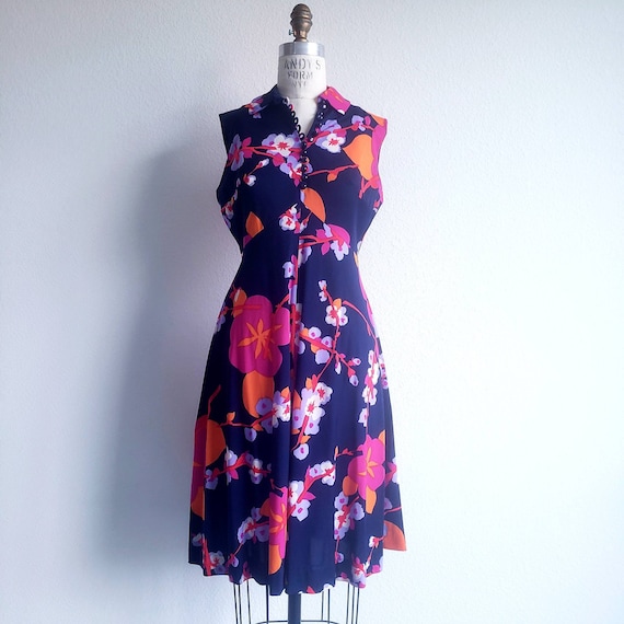Vintage Midi Floral Lord and Taylor Sleeveless Dr… - image 1