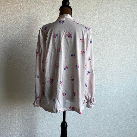 Vintage 70s Sheer Floral Cardigan Blouse - image 5