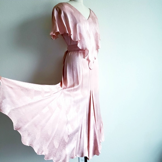 Vintage 70s Pink Jacquard Holly's Harp Scarf Dress