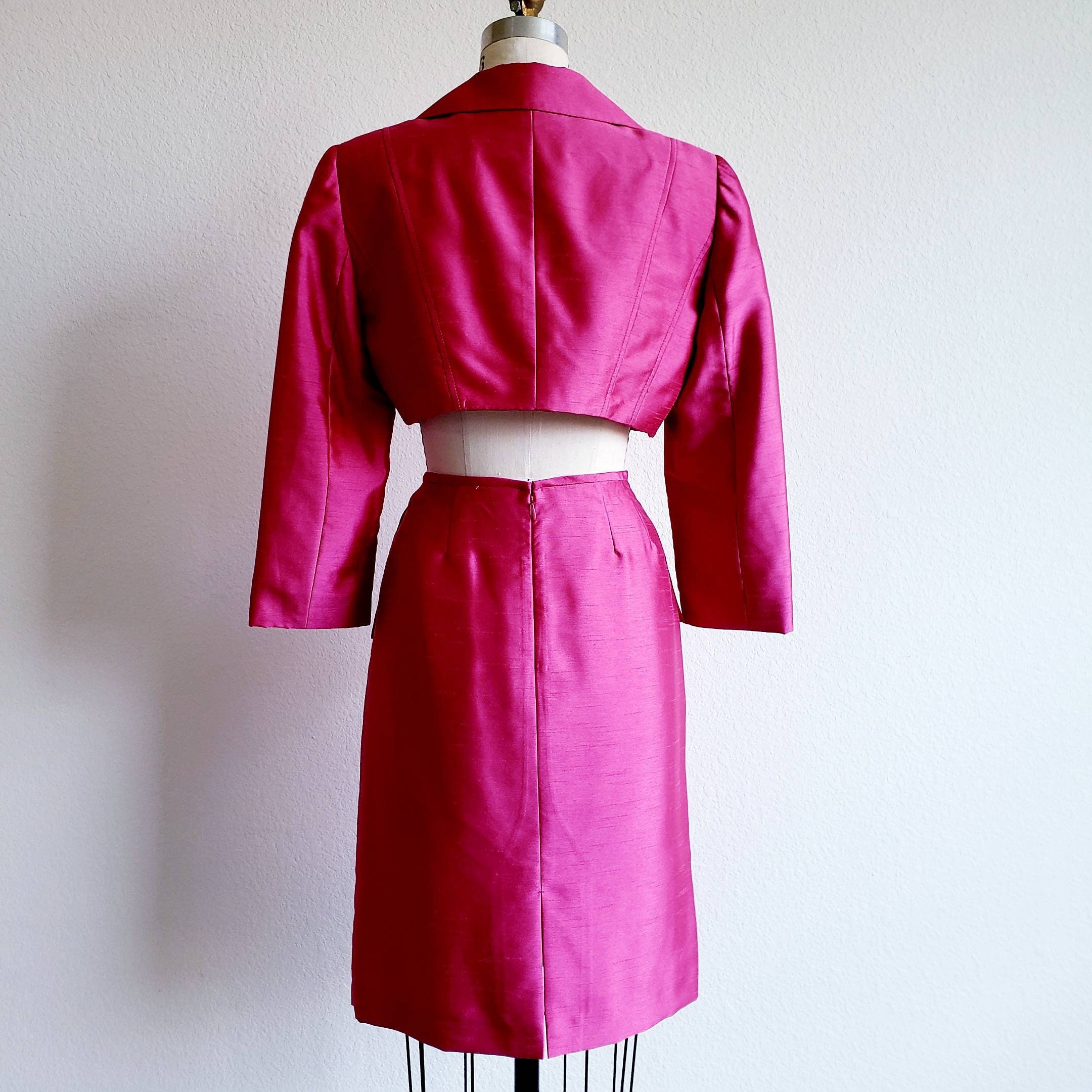 Vintage Upcycled Tahari Pink Fuschia Suit With Cropped Jacket - Etsy