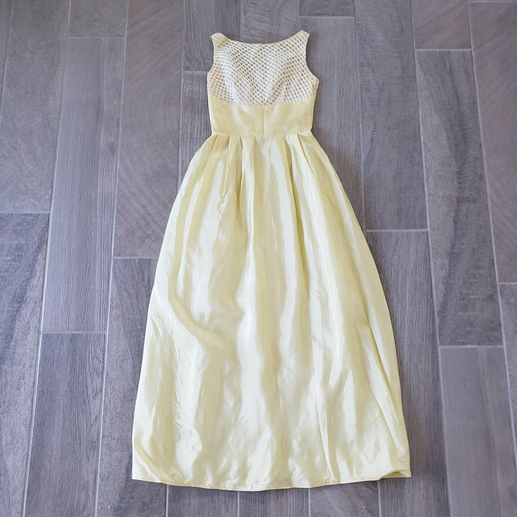 pale yellow evening gown