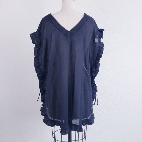 Vintage 80s Black Ruffle Blouse Tunic Dress - image 4