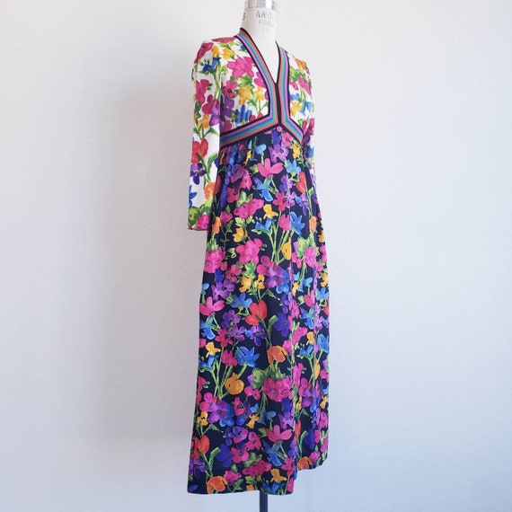 Vintage 70s Goldworm Floral Maxi Dress